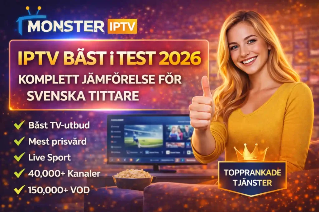 IPTV bäst i test 2026 med Monster IPTV streaming tjänst för svenska tittare i HD och 4K