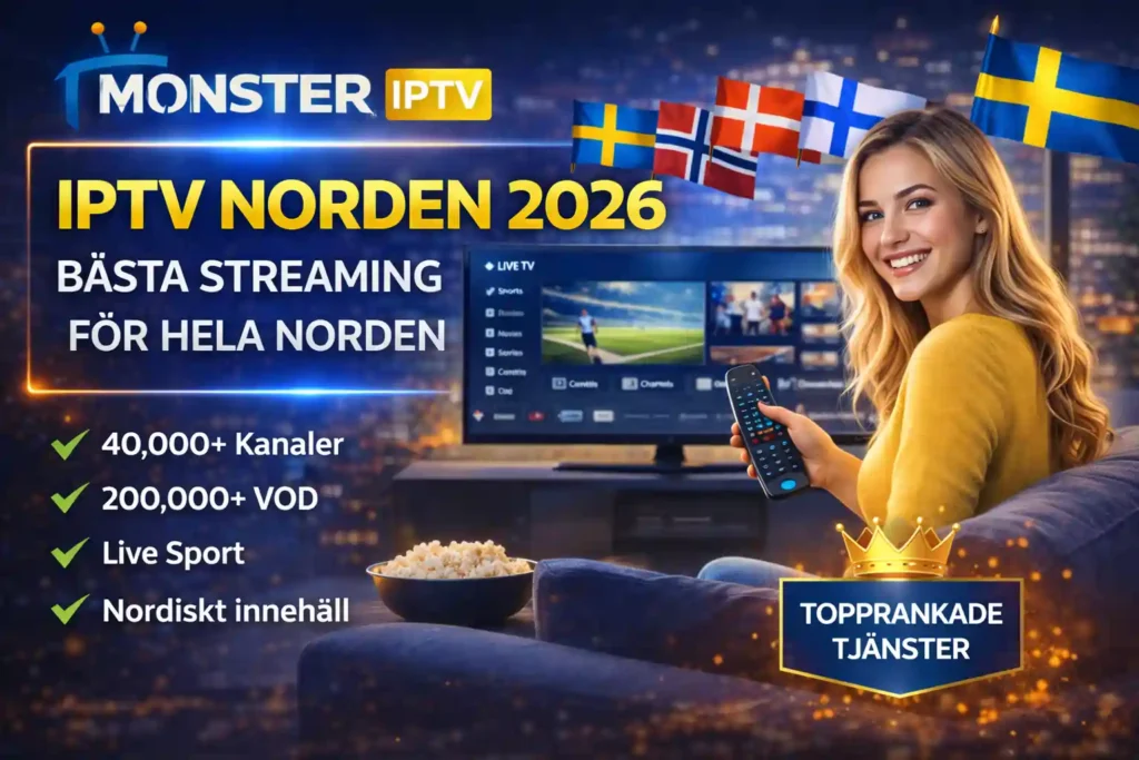 Monster IPTV Norden streaming tjänst med 28 000 kanaler i HD och 4K för hela Skandinavien